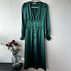 Reformation Nicola Silk Dress in green